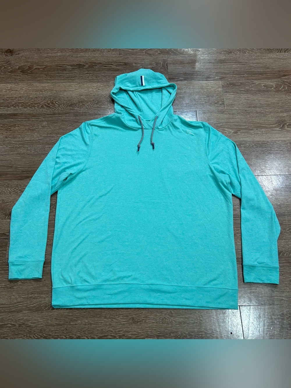 Rhoback Hesi Performance Hoodie Men's XL Aqua Teal Lightweight Stretch